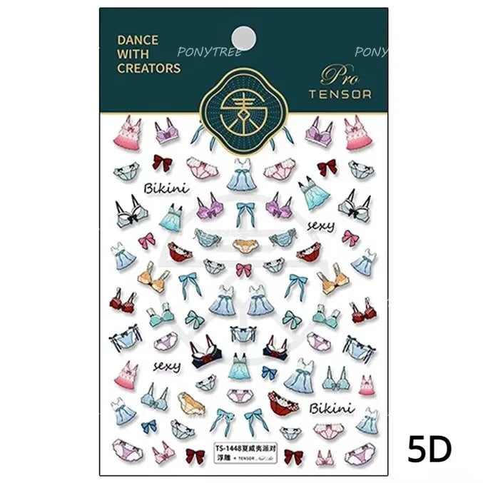 Summer Beach Bikini Watermelon Strawberry Ice Cream Soda Coconut Tree Fan Juice Crab Nail Art Decoration Stickers Manicure Decal (ONLINE ORDER ONLY)