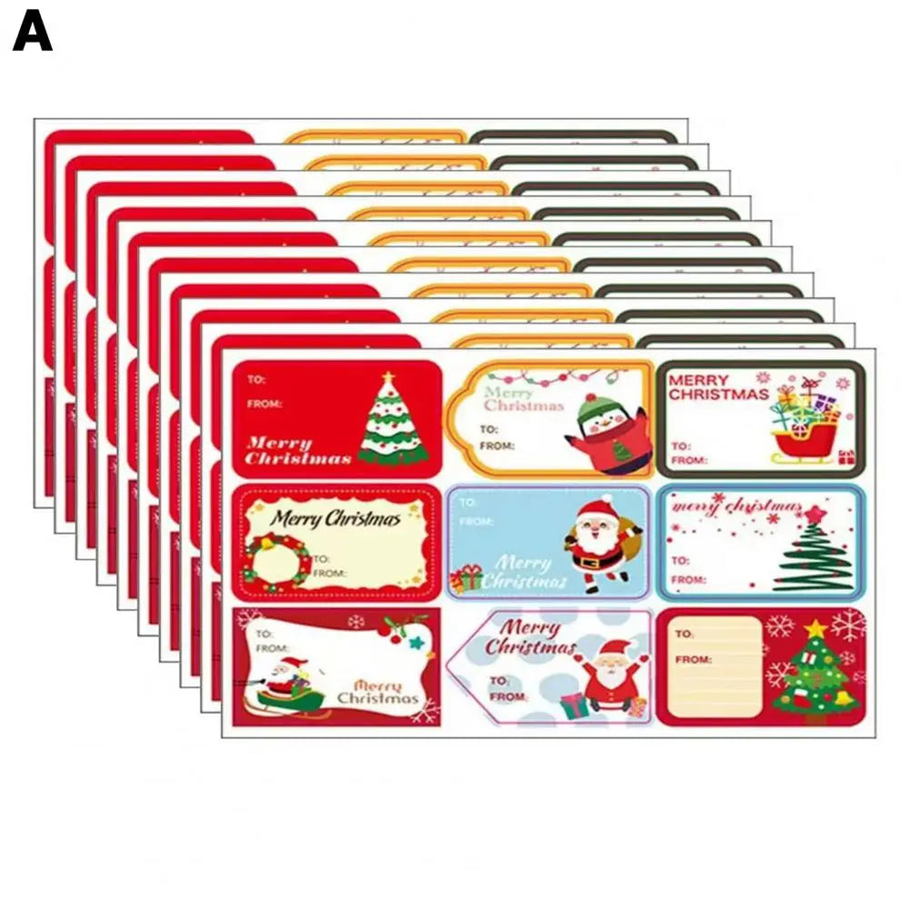 High-quality Adhesive Labels Christmas Gift Tag Stickers Santa Elk Xmas Theme Diy Present Box Greeting Card Envelope Labels 10 (ONLINE ORDER ONLY)