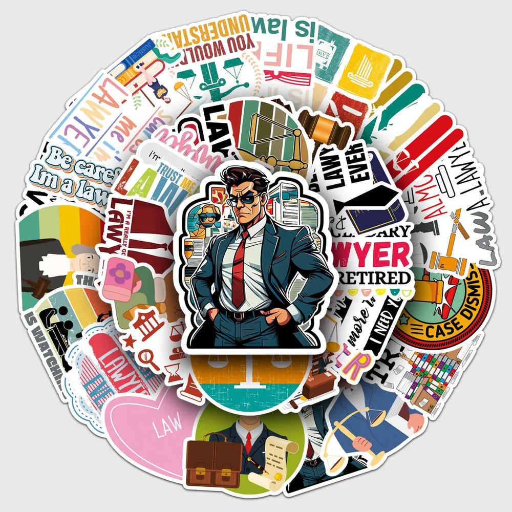 50Pcs Lawyer Cartoon Waterproof Vinyl Stickers for Skateboard Snowboard Home Decor (Online Order Only)