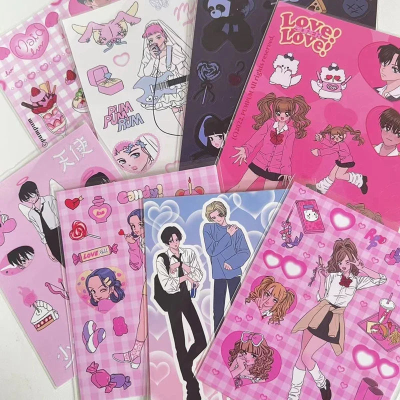 Korean Ins Cute Retro Girl Sticker Planner Scrapbooking DIY Album Decoration Sticker Aesthetic Personalized Kawaii Stationery (ONLINE ORDER ONLY)