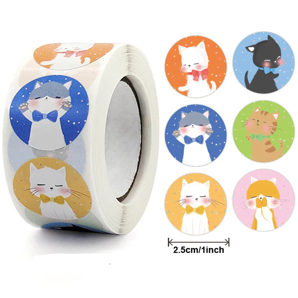 100-500pcs 8 Styles Round Cartoon Animal Reward Stickers Kids Party Handmade Scrapbooking Gift Packaging Seal Label (Online Order Only)