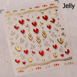 Flat Small Pink Brown Halo Dyeing Love Heart Geometric Leopard Shiny Jelly Chic Embossed Relief Nail Art Stickers Manicure Decal (Online Order Only)