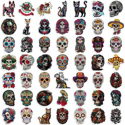 50pcs Mexican Day of the Dead Graffiti Sticker Skateboard Suitcase Guitar Kettle Deco Laptop Waterproof Phone Case Stickers (Online Order Only)