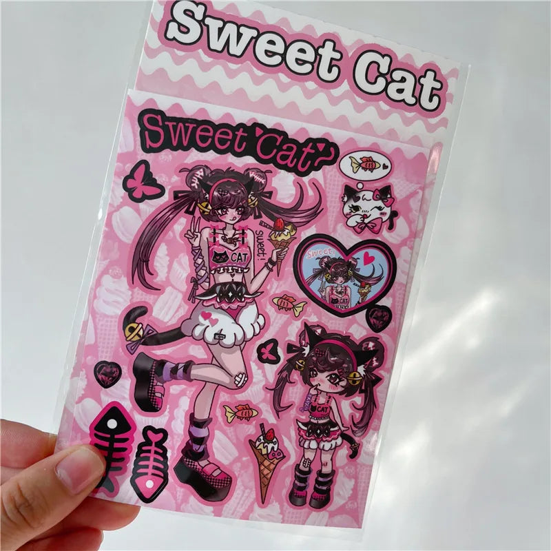 Korean ins Devil Angel Girl Stickers Diary Scrapbooking DIY Album Decoration Sticker Aesthetic Personalized Kawaii Stationery (ONLINE ORDER ONLY)