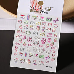 1pc 5D Cartoon Nail Art Stickers Waterproof Matte Finish with Kuromi, Cinnamoroll & Hello Kitty Designs Perfect for DIY Manicure (Online Order Only)