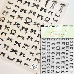Chic Shiny Lace Pink Black White Bowknot Pearl Rhinestones Charming 3D Self Adhesive Nail Art Decoration Sticker Manicure Decals (Online Order Only)