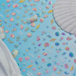 Beach Colourful Conch Dolphin Shell Starfish Jellyfish Star Summer Sea Wave Vacation Mode Water Bubble Nail Art Stickers Decals (Online Order Only)