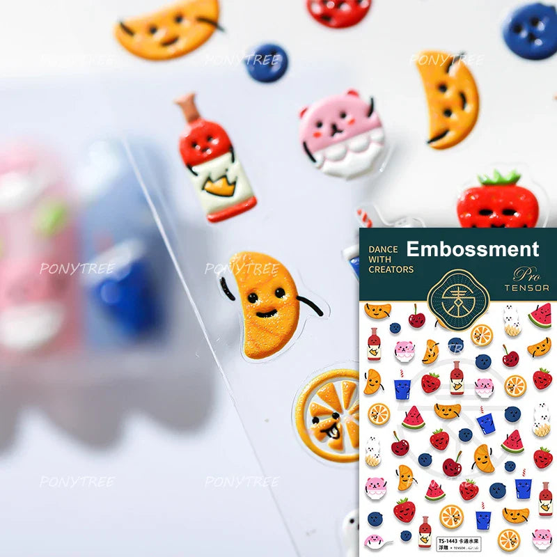 Summer Beach Bikini Watermelon Cat Popsicle Swim Ring Ice Cream Shell Coconut Tree Nail Art Decoration Stickers Manicure Decals (Online Order Only)