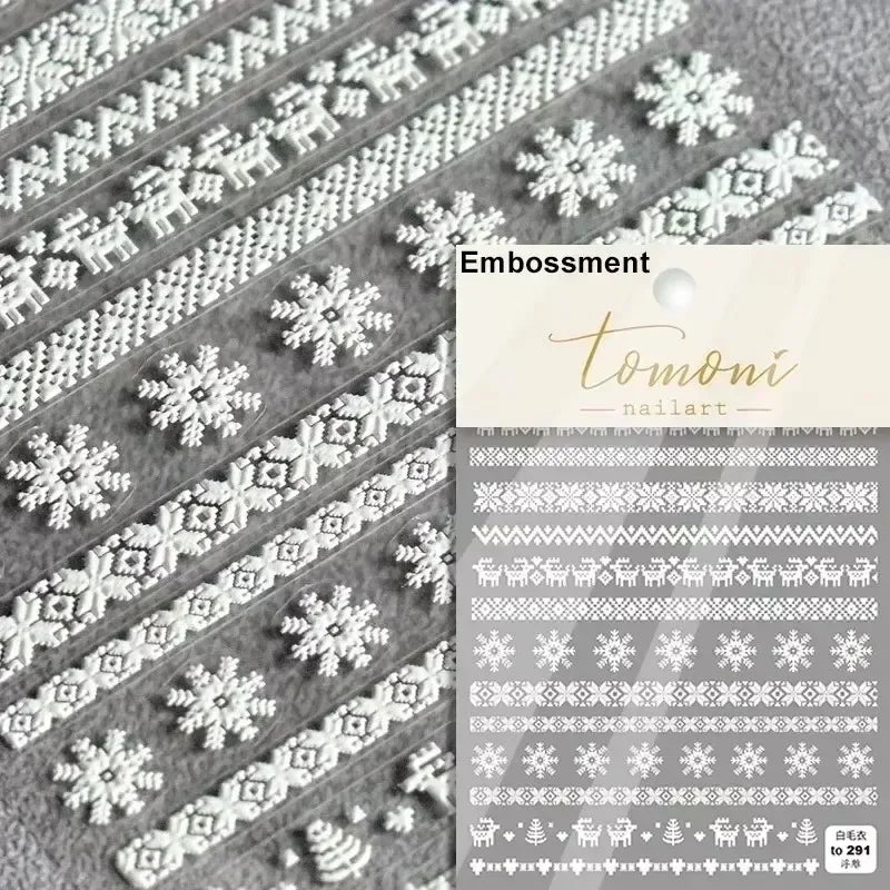 Winter Christmas Crystal Delicate Hexagon Romantic Laser Silver Chic Snowflakes Self Adhesive Nail Art Sticker 5D Manicure Decal (ONLINE ORDER ONLY)
