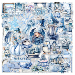 Transparent Blue Christmas Cartoon Stickers - 10/30/50pcs for Laptop, Phone, Car, Bike Decoration (ONLINE ORDER ONLY)
