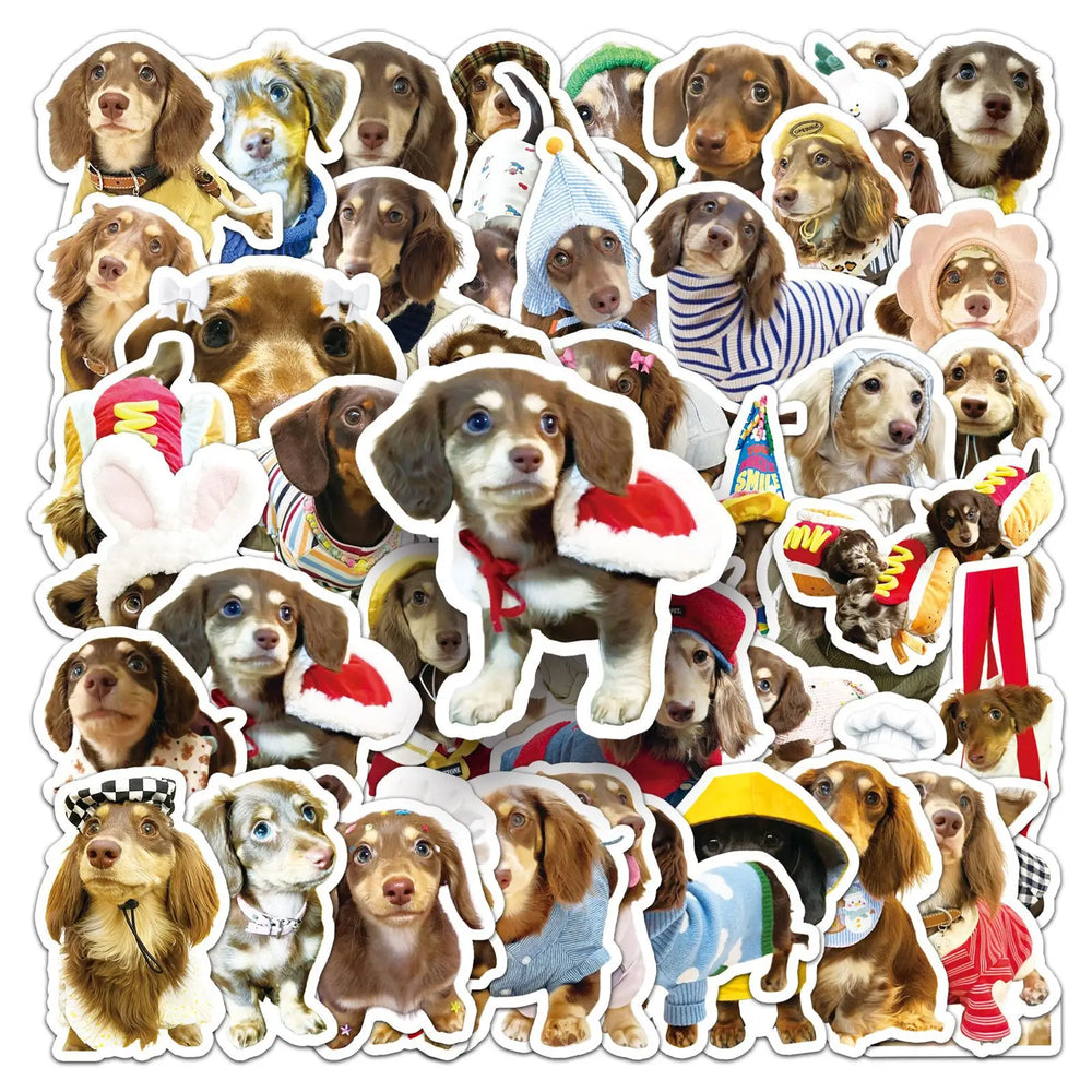 10/30/50PCS Dachshund Dog Stickers Cute Dog Decoration DIY Animal Sticker Luggage Laptop Phone Guitar Car Bike Decals Kids Toys (ONLINE ORDER ONLY)