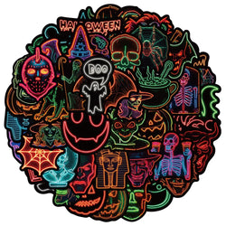 Cartoon Neon LED Halloween Stickers for Suitcase, Skateboard, Laptop, Phone, Car, DIY Decals (Online Order Only)