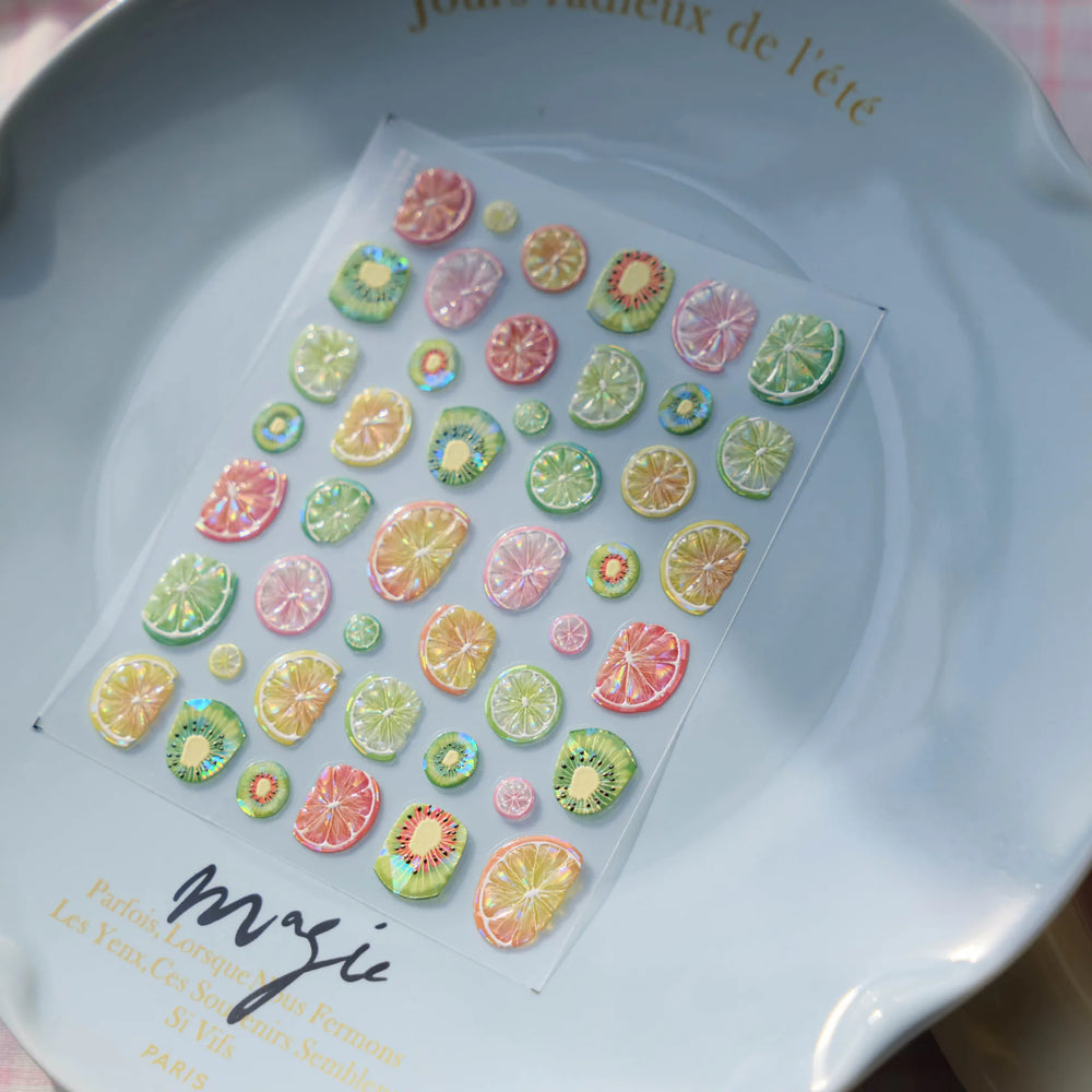 Colorful Fruit Lemon Grapefruit Kiwifruit Candy Popsicle Rabbit Cherry Apple Paw Jelly Adhesive Nail Art Sticker Manicure Decals (ONLINE ORDER ONLY)