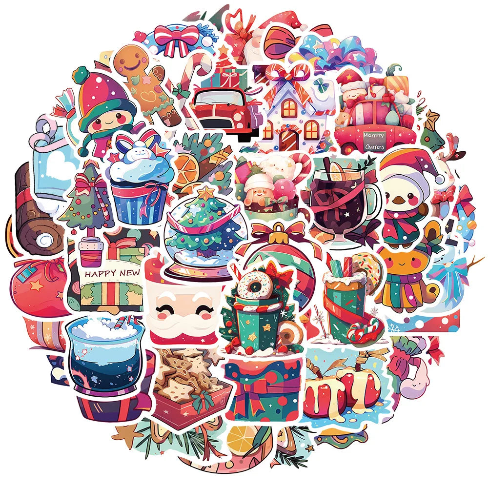 Christmas Graffiti Stickers 10/30/50Pcs for Snowboard Laptop Luggage Car Fridge Vinyl Decor (ONLINE ORDER ONLY)
