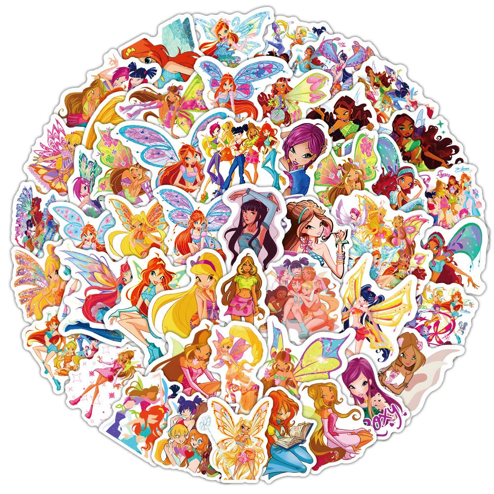 10/30/60PCS Pretty Woman Butterfly Winx Club Stickers Aesthetic Decals DIY Suitcase Notebook Phone Luggage Guitar Cartoon Toys (ONLINE ORDER ONLY)