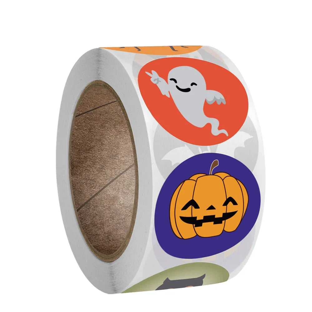 100-500pcs Halloween Pumpkin Witch Self Adhesive Paper Stickers Candy Bags Box Gift Packaging Sealing Sticker Labels (ONLINE ORDER ONLY)