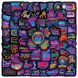 10/30/50/100pcs Cool Neon Light Cartoon Graffiti Stickers Decoration Laptop Fridge Diary Travel Luggage Stationery Sticker Toys (ONLINE ORDER ONLY)