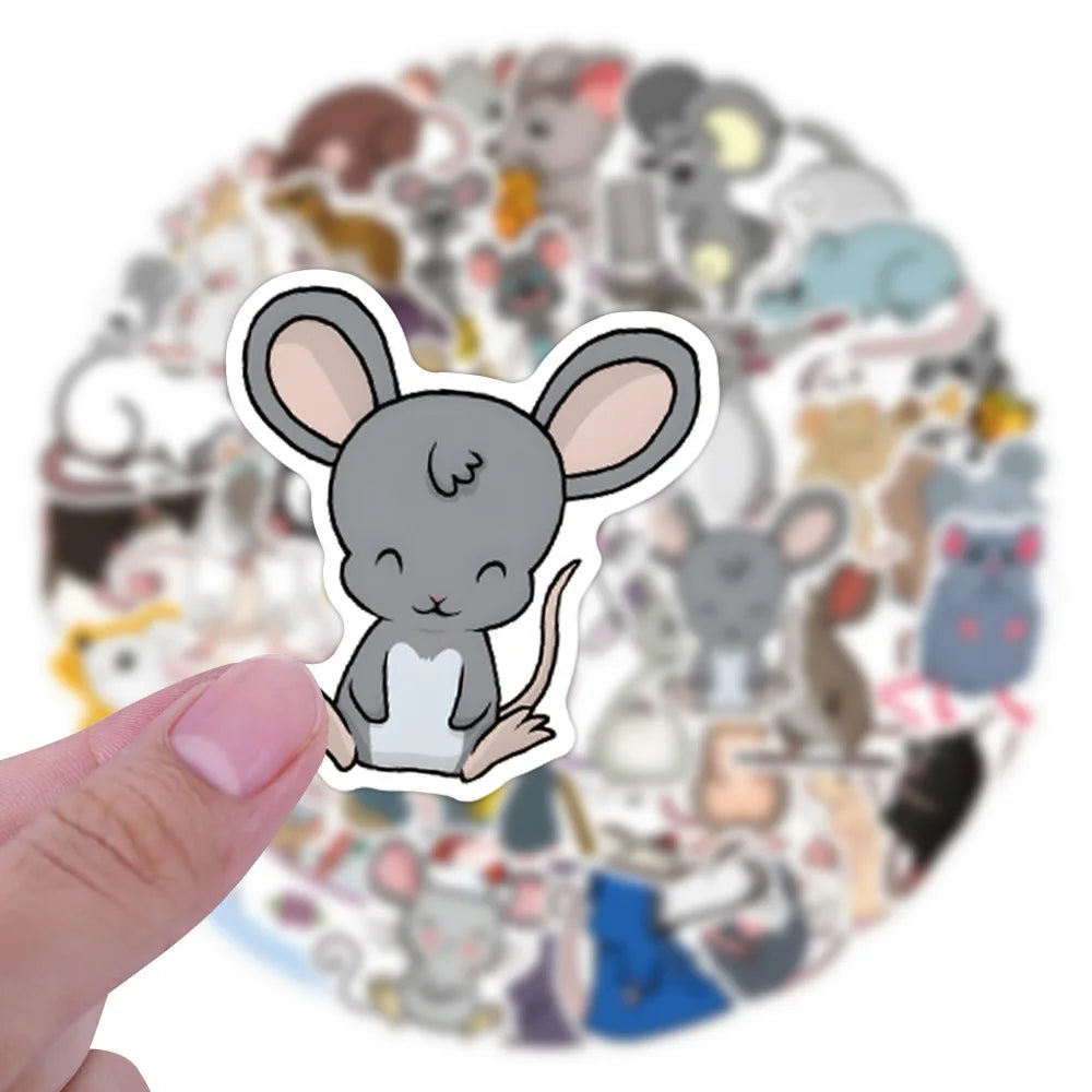 Kawaii Rat Stickers Cute Animal Decals for Luggage Laptop Guitar Car Bike 10/30/55PCS (ONLINE ORDER ONLY)