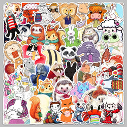 50Pcs Cartoon Animal Graffiti Stickers for Helmet, Wall, DIY Decor (ONLINE ORDER ONLY)