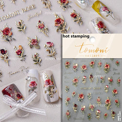Retro Rose Flowers Bowknot Petal Romantic 5D Soft Embossed Relief Self Adhesive Nail Art Decoration Stickers 3D Manicure Decals (ONLINE ORDER ONLY)