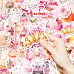 10/30/50PCS Kawaii Pink Sweet Sticky PVC Sticker Aesthetic Children's Stationery DIY Decoration Scrapbooking School Supplies (ONLINE ORDER ONLY)