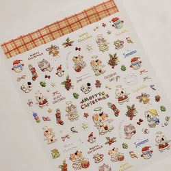 Cat Kitten Star Tree Bell Angel Bowknot Snowman Envelope Pinecone Bone Adhesive Nail Art Stickers Cup Rhinestone Manicure Decals (ONLINE ORDER ONLY)