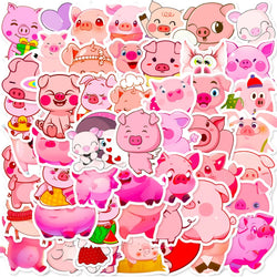 50Pcs Cute Pink Pig Stickers for Helmet, Wall, DIY Decoration (ONLINE ORDER ONLY)