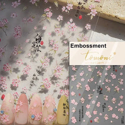 Charming Dreamy Shiny Jelly Blue Gradient Lily Flowers Rose Petal White Dot Chinese Colorful Nail Art Stickers Manicure Decals (ONLINE ORDER ONLY)
