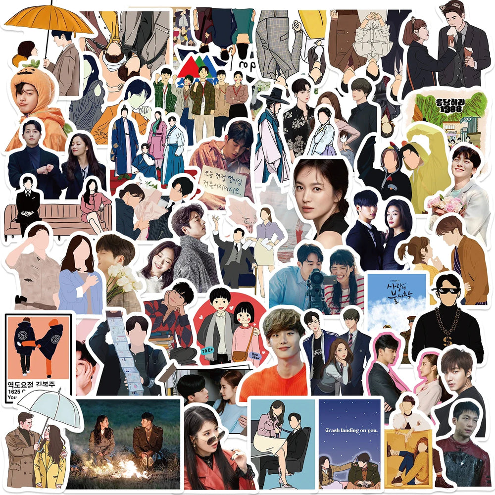 50pcs Kdrama Star Stickers for Laptop, Luggage, Skateboard, Guitar, Scrapbook - Waterproof, Funny Graffiti Decals (Online Order Only)