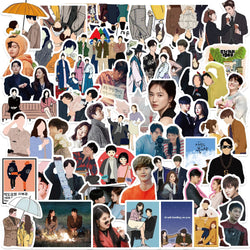 50pcs Kdrama Star Stickers for Laptop, Luggage, Skateboard, Guitar, Scrapbook - Waterproof, Funny Graffiti Decals (Online Order Only)