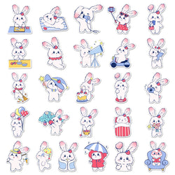 10/30/50PCS Strawberry Bunny Stickers Cute Animal Decals DIY Scrapbook Fridge Luggage Laptop Phone Guitar Bike Cartoon Sticker (Online Order Only)