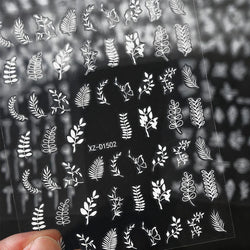 12PCS White Flowers Leaves 3D Nail Stickers Star/Moon/Sun Nail Art Decoration Decals Geometric Flower Stickers Nail Art Supplies (ONLINE ORDER ONLY)
