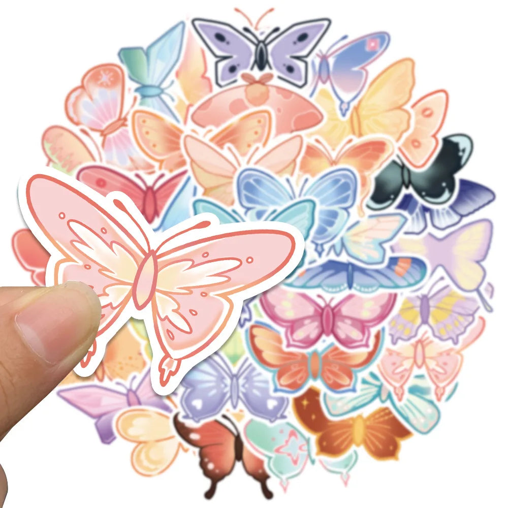 10/40Pcs Lovely Butterfly Label Stickers Set Decorative Stationery Craft Stickers Scrapbooking Diy Diary Album Stick Label (Online Order Only)