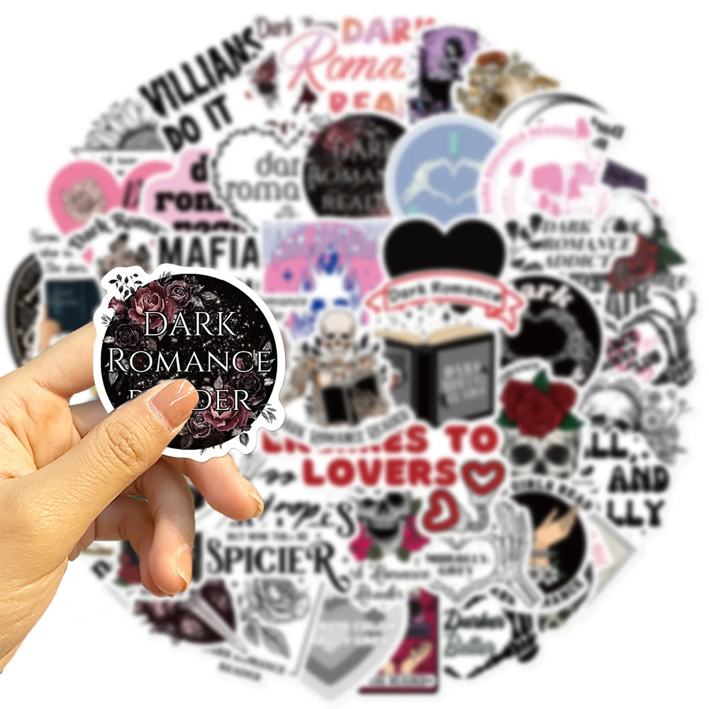 50/52pcs Romance Bookish Spice Reader Stickers Pink Girl Cartoon Decals Aesthetic Decals Phone Laptop Diary Sticker Kids Toys (ONLINE ORDER ONLY)