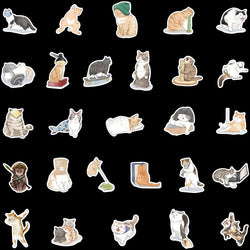 50pcs Cute Cartoon Cats Animals Stickers For Laptop Phone Guitar Notebook Vinyl Waterproof Graffiti Skateboard Car Decals (ONLINE ORDER ONLY)