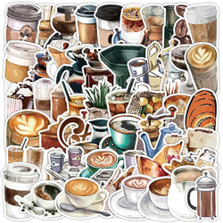 Cartoon Coffee Stickers Pack for Laptop, Phone, Guitar, Kids Toys (Online Order Only)