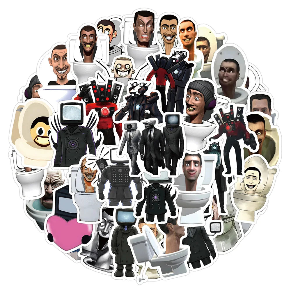Skibidi Toilet Stickers 10/30/50PCS Waterproof Cartoon Graffiti for Skateboard Phone Bike Laptop Car (ONLINE ORDER ONLY)