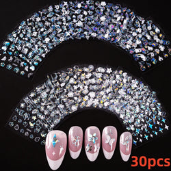 30pcs Black Flowers Nail Art Stickers 3D Self Adhesive Daisy Floral Nail Tips Design Decals Manicure Supplies For Women & Girls* (ONLINE ORDER ONLY)