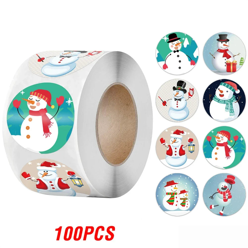 100-500pcs Merry Christmas Gift Decorative Stickers Round Thank You Labels Handmade Candy Biscuits Package Christmas Sticker (ONLINE ORDER ONLY)