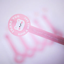 50-100pcs Pink Bear Thank You Stickers Seal Labels Small Business Packaging Sticker for Envelopes Seal Gift Box Decorations (ONLINE ORDER ONLY)