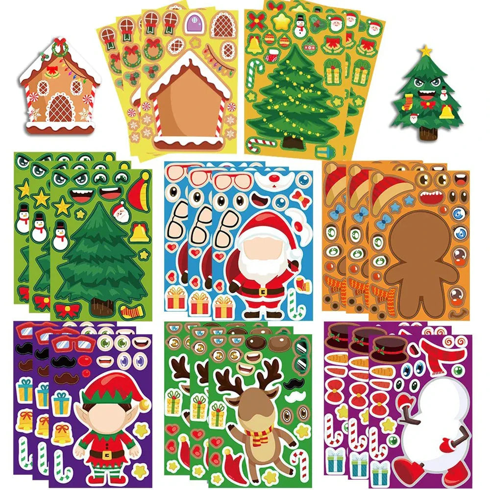 Cartoon Christmas Snowman Puzzle Stickers DIY Jigsaw Handicrafts Waterproof (Online Order Only)