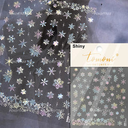 Shiny Pink Silver Hot Stamping Snow Adhesive Nail Art Sticker Snowflake Rhinestone Manicure Decal Nail Supplies for Professional (Online Order Only)