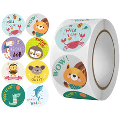 100-500pcs Cartoon Cat Stickers Round Adhesive Labels For Kids Children Teacher Prize Business Gift Wraps Decorative Stickers (ONLINE ORDER ONLY)