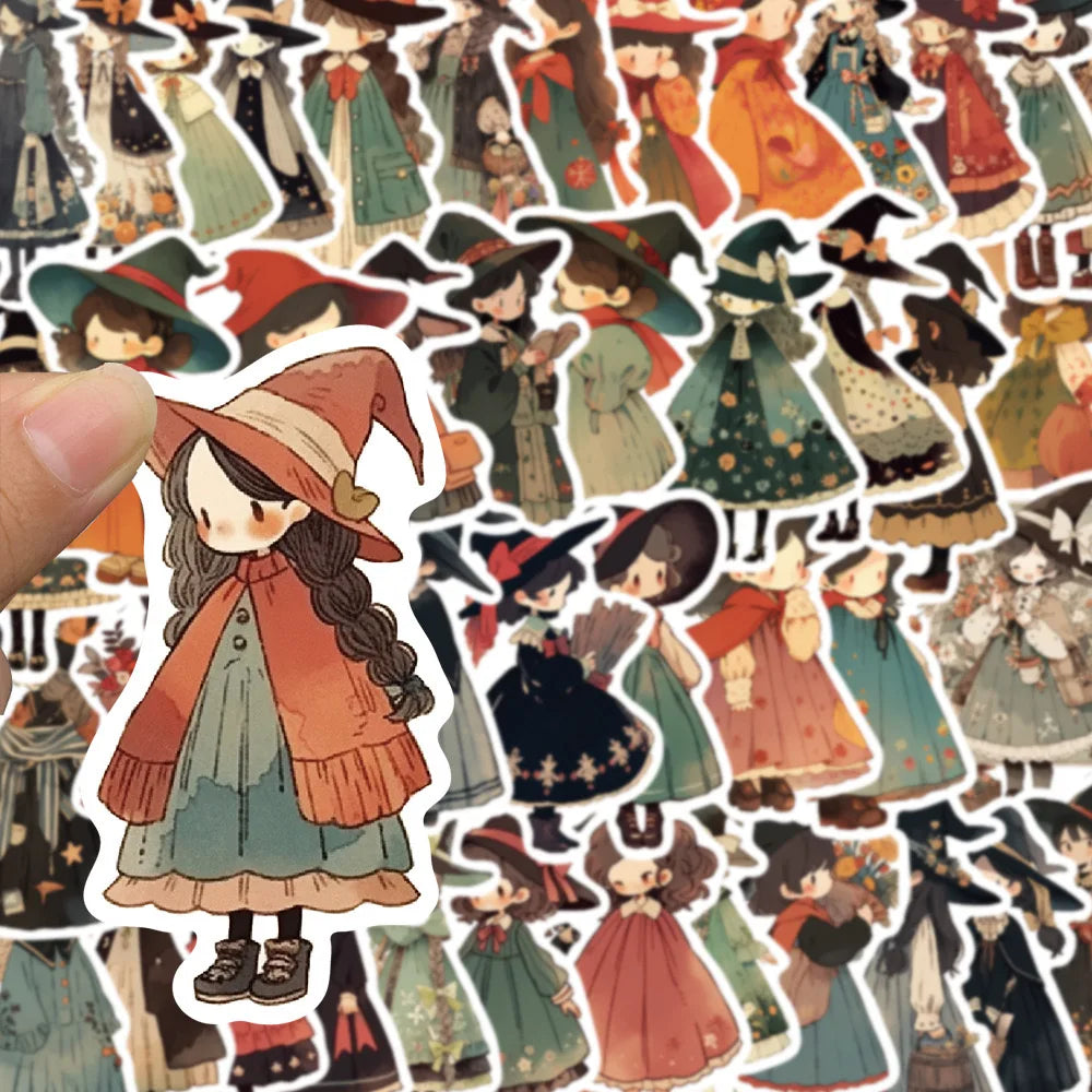 10/50pcs Anime Magic Witch Goth Girl Stickers Aesthetic Scrapbooking Notebook Water Bottle Luggage Skateboard Car Sticker Toy (ONLINE ORDER ONLY)