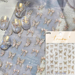 Cute Jelly Bowknot Butterfly Chic Animals Ribbon Tie Shine 3D Fantasy Nail Art Decorations Stickers DIY Dreamy Manicure Decals (Online Order Only)