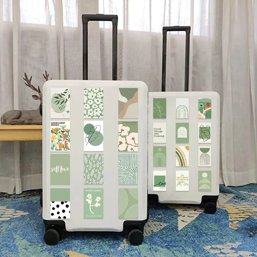 50pcs INS Style Sage Green Stickers for Laptop Scrapbook Notebook Wall Phone Diary Aesthetic Graffiti Waterproof Decoration Toys (ONLINE ORDER ONLY)