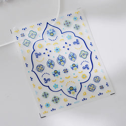 Pink Blue Yellow Embroidery Totems Geometric Floral Pattern Flower 5D Embossed Nail Art Stickers Bohemian Style Manicure Decals (ONLINE ORDER ONLY)