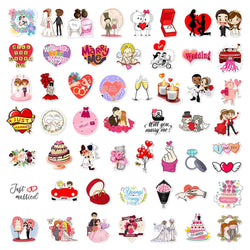 10/30/50PCS New Wedding Proposal Love Cartoon Stickers DIY Laptop Luggage Skateboard Graffiti Decals Fun for Kid Toys Gift (ONLINE ORDER ONLY)