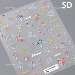Colorful Fireworks Blooming Castle Romantic Brilliant Sky Self Adhesive Nail Art Stickers Star Shiny Rhinestone Manicure Decals (Online Order Only)