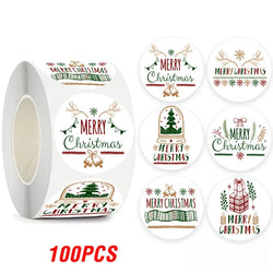 100-500pcs Merry Christmas Gift Box Decoration Seal Sticker Home Party Supplies Envelope Label Scrapbook Stickers (ONLINE ORDER ONLY)